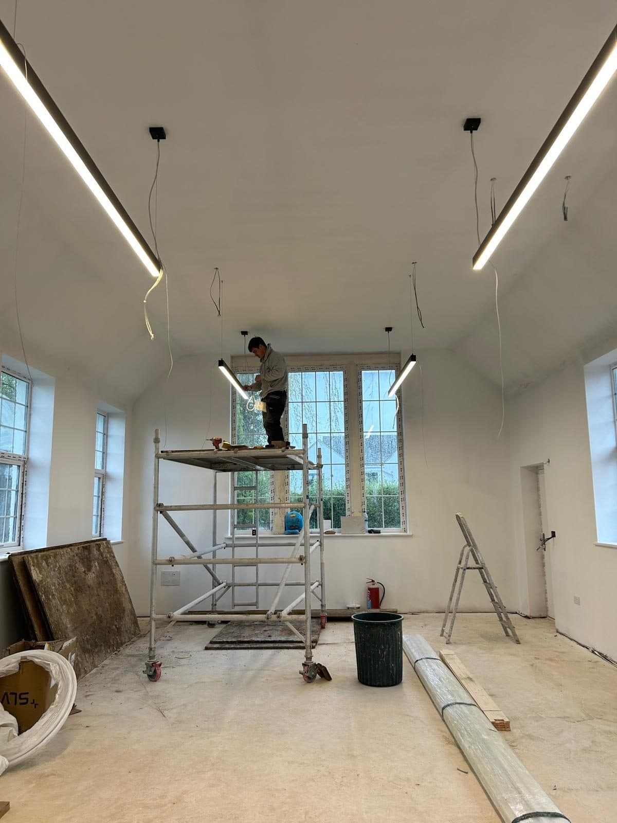 LMC electrician at work on the hall conversion